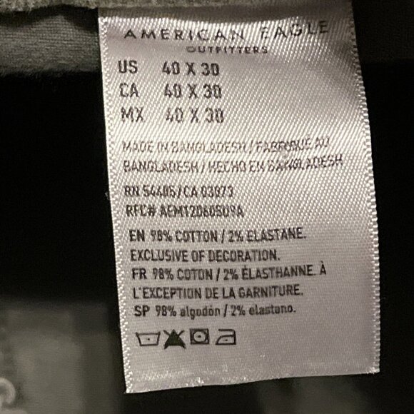 American Eagle AE Athletic Skinny Denim Jeans SZ 40x30 Olive Green Distressed - Picture 12 of 12